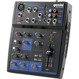 Gemini GEM-05USB Compact 5-Channel Mixer with Bluetooth