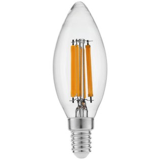 Switched 4W C37 Candle Clear LED Filament Bulb - E14 - WW