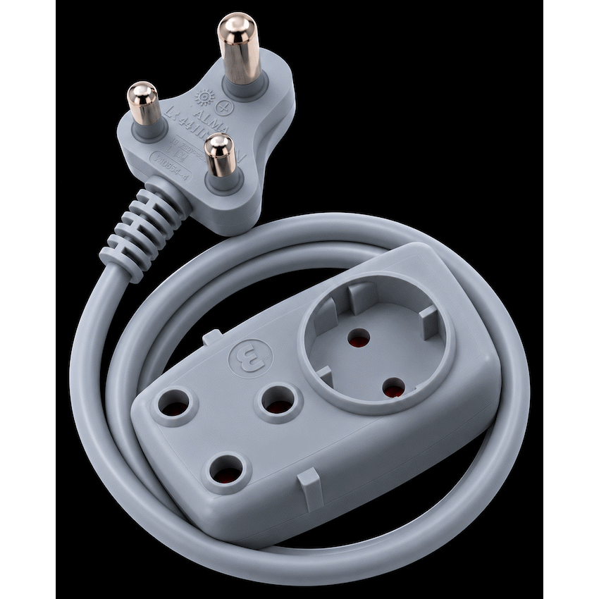 Ellies 2 way Light Duty Schuko Extension lead - 1.5M - GR