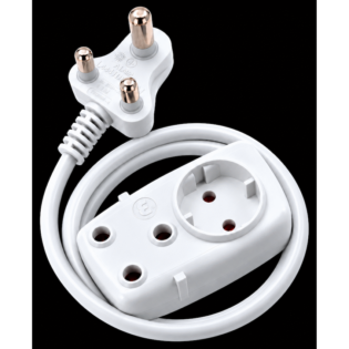 Ellies 2 way Light Duty Schuko Extension lead - 1.5M - WT
