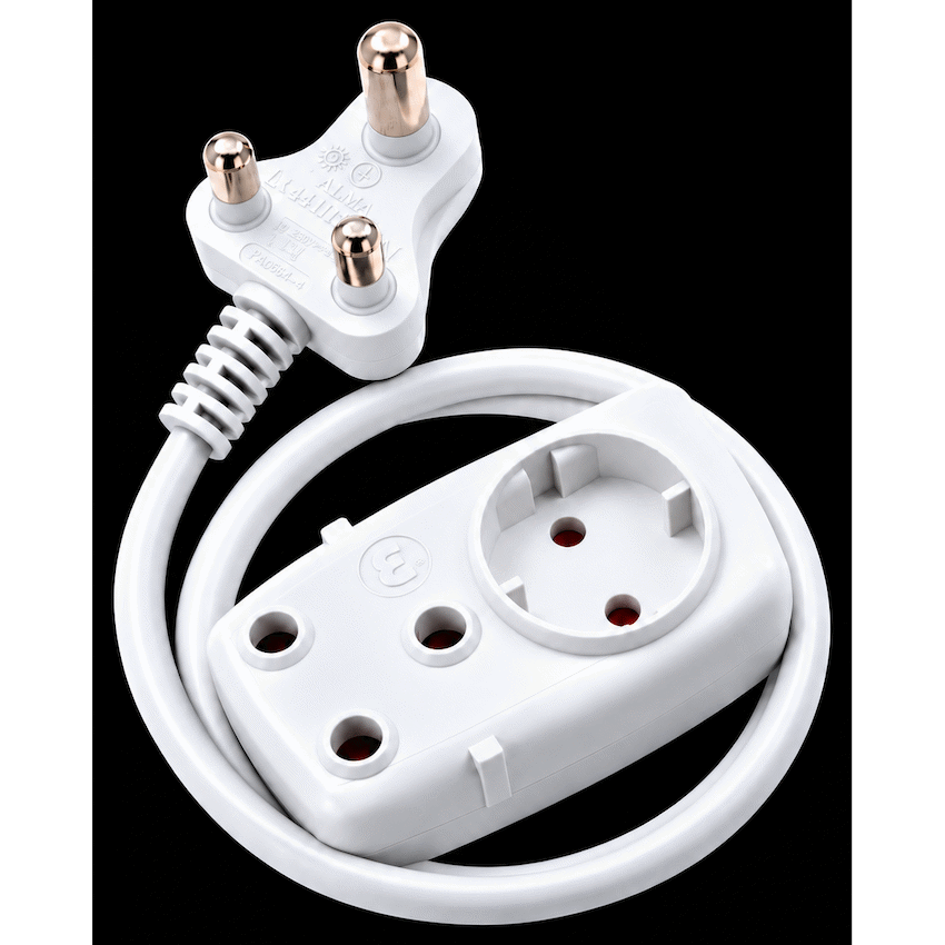 Ellies 2 way Heavy Duty Schuko Extension lead - 1M - WT