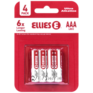 Ellies Ultra Series - Alkaline Batteries AAA 4 Pack -WT