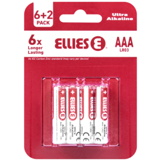 Ellies Ultra Series - Alkaline Batteries AAA 6 + 2 Pack - WT