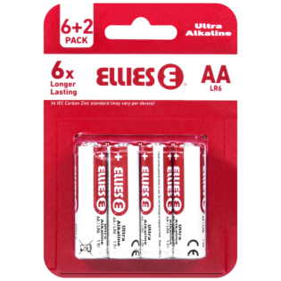 Ellies Ultra Series - Alkaline Batteries AA 6 + 2 Pack -WT