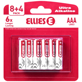 Ellies Ultra Series - Alkaline Batteries AAA 8+4 Value Pack - WT