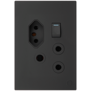 Ellies 2 Way (3 Pin; SANS 164-2) Single Switch Socket 2x4 (60mmx100mm) -BK