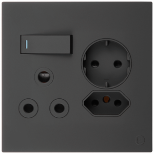 Ellies 3 Way (3 Pin; SANS 164-2; Schuko) Single Switch Socket 4x4 (100mmx100mm) -BK