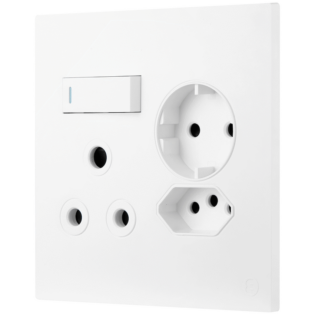 Ellies 3 Way (3 Pin; SANS 164-2; Schuko) Single Switch Socket 4x4 (100mmx100mm) -WT
