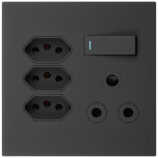 Ellies 4 Way (1x 3 Pin; 3x SANS 164-2) Single Switch Socket 4x4 (100mmx100mm) -BK