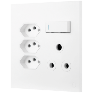 Ellies 4 Way (1x 3 Pin; 3x SANS 164-2) Single Switch Socket 4x4 (100mmx100mm) -WT