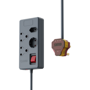 Ellies 4 way High Surge Multiplug 0.5M - Grey