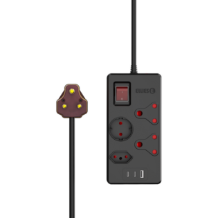 High Surge 4 Way Multi-plug PD20W Dual USB-C + USB - 0.5M - BK