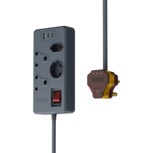 High Surge 4 Way Multi-plug PD20W Dual USB-C + USB - 0.5M - Grey