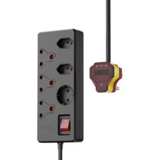 Ellies 6 way High Surge Multiplug 0.5M - BK
