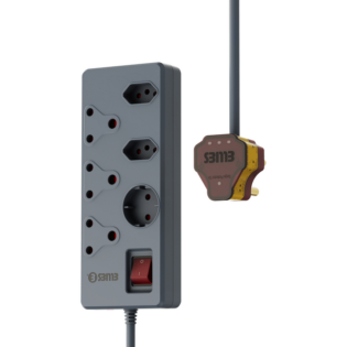 Ellies 6 way High Surge Multiplug 0.5M - Grey