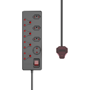 Ellies 8-Way High Surge Multiplug 0.5m - BK