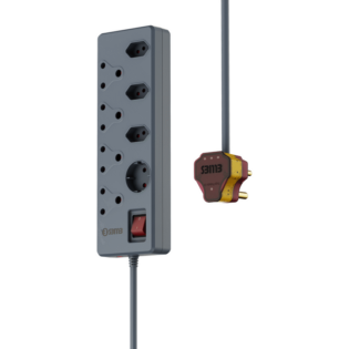 Ellies 8 Way High Surge Multiplug 0.5M - Grey