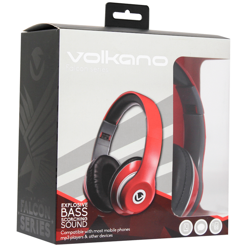 Volkano Falcon series Headphones w/mic RED - Image 2