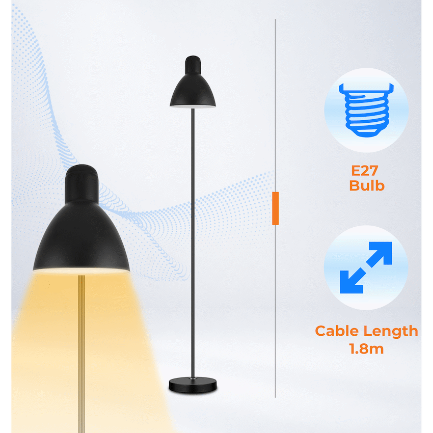 Switched Orluna Series Metal Floor Lamp - Black - Image 3