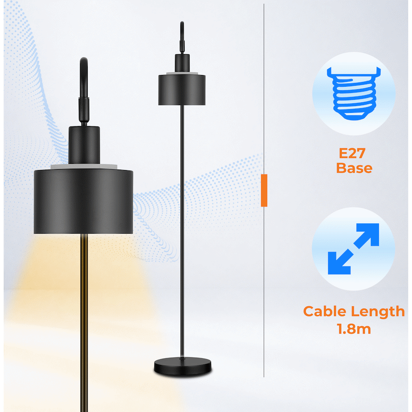 Switched Mira Series Metal Floor Lamp - Black - Image 3