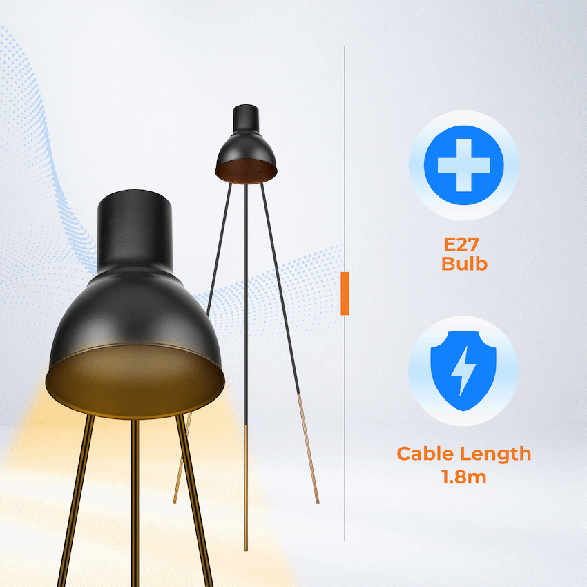 Switched Alora Series Metal Floor Lamp - Black - Image 3