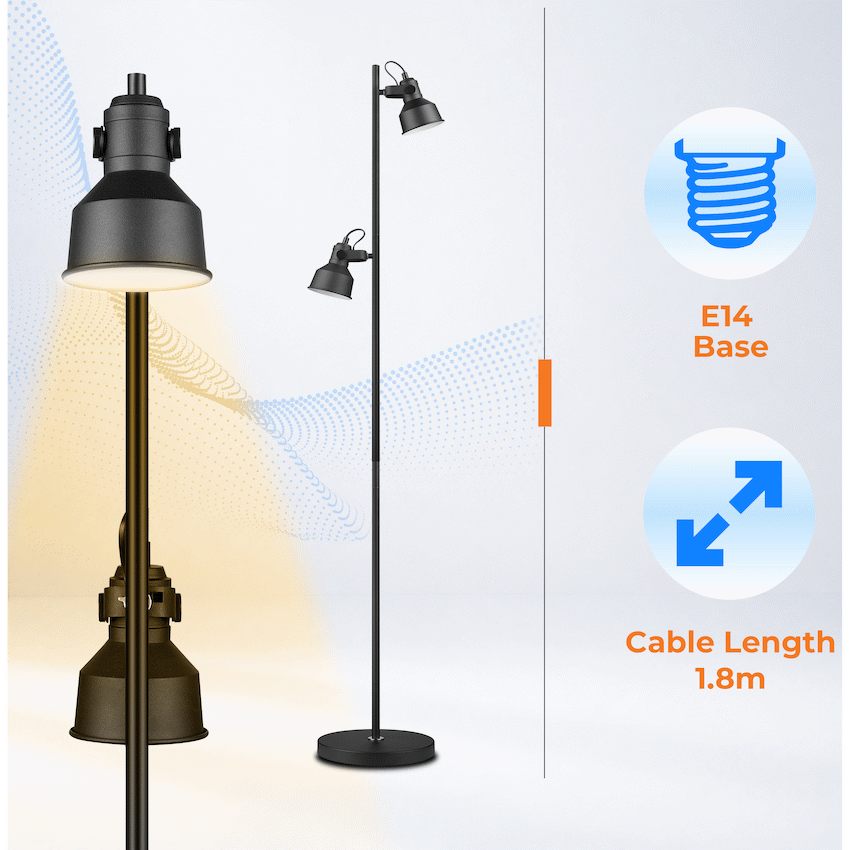 Switched Rosara Series Metal Floor Lamp - Black - Image 3