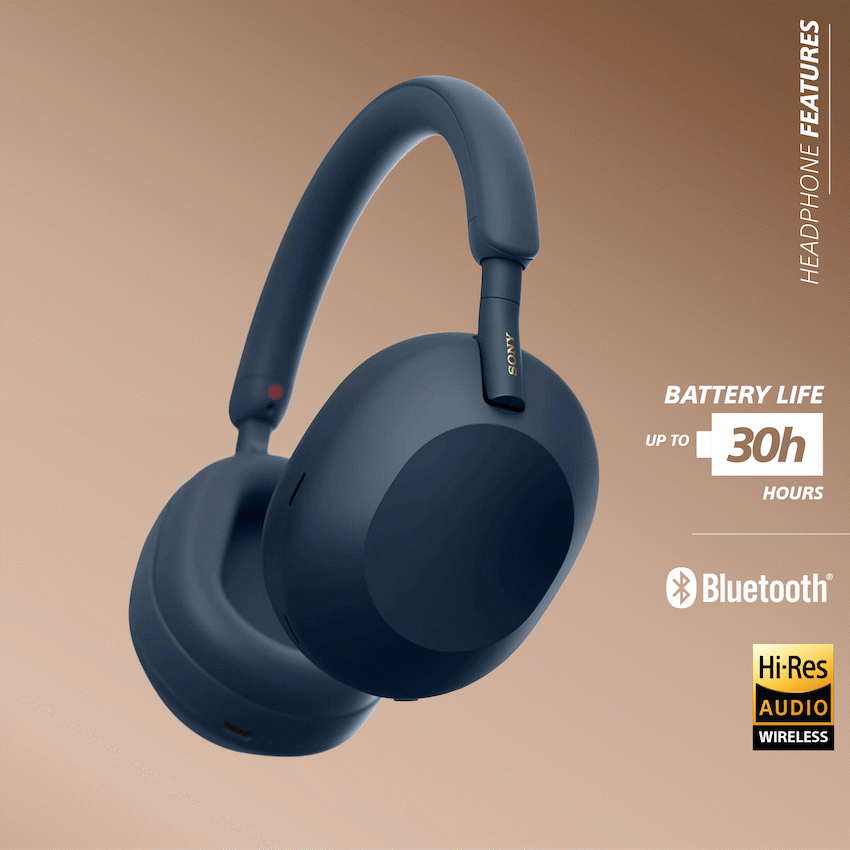 Sony WH1000XM5 (Blue) Noise-Cancelling BT Headphones - Image 4