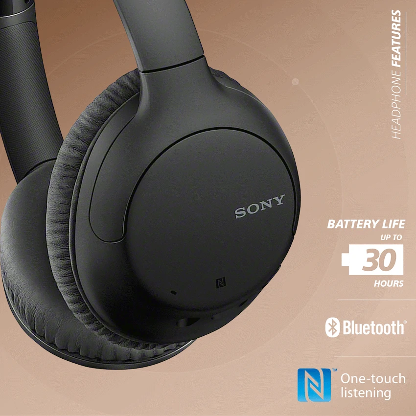Sony WH-CH710 Noise Cancelling Over-Ear Headphones (Black) - Image 4