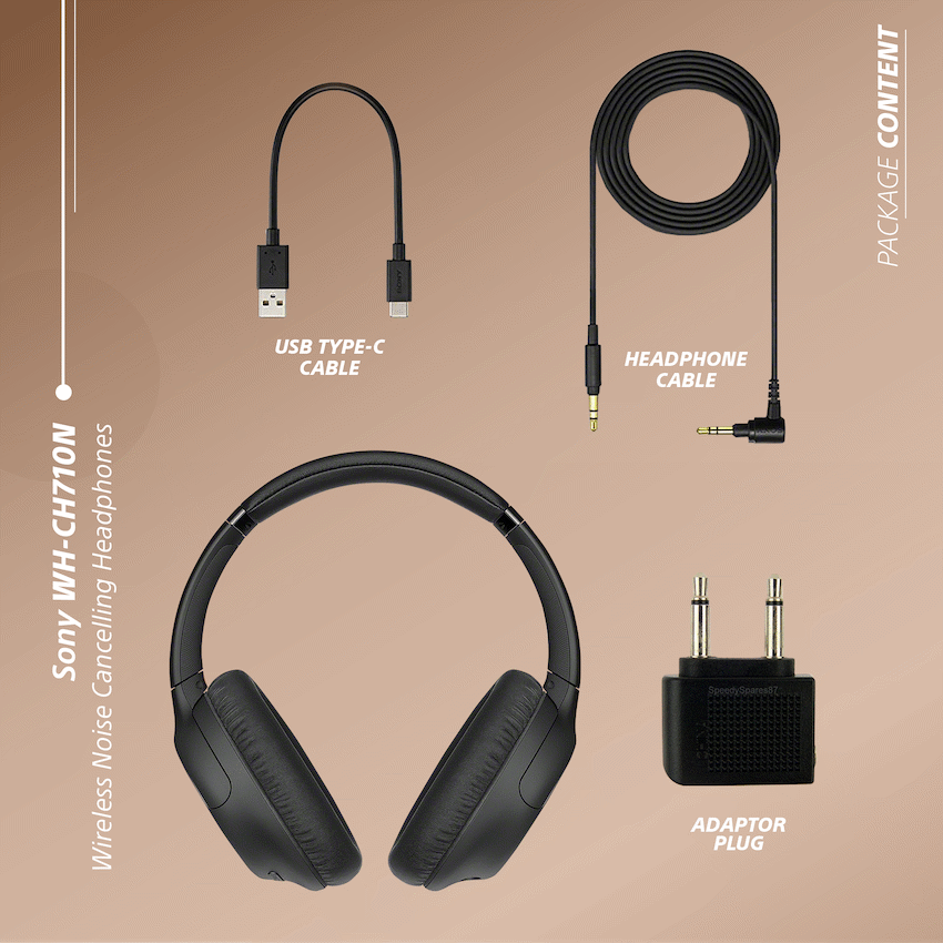 Sony WH-CH710 Noise Cancelling Over-Ear Headphones (Black) - Image 5
