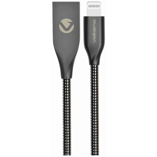 Volkano Iron Series Round Metallic Spring MFI Lightning Cable 6ft - Gun Metal