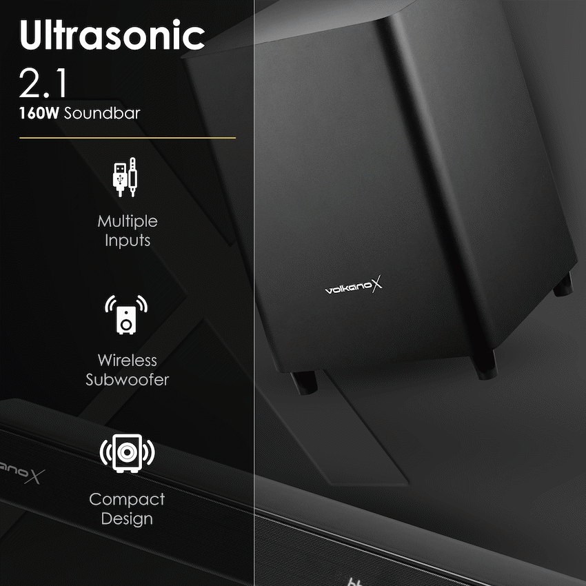 VolkanoX Ultrasonic 2.1 160W Soundbar with Wireless Subwoofer - Image 4