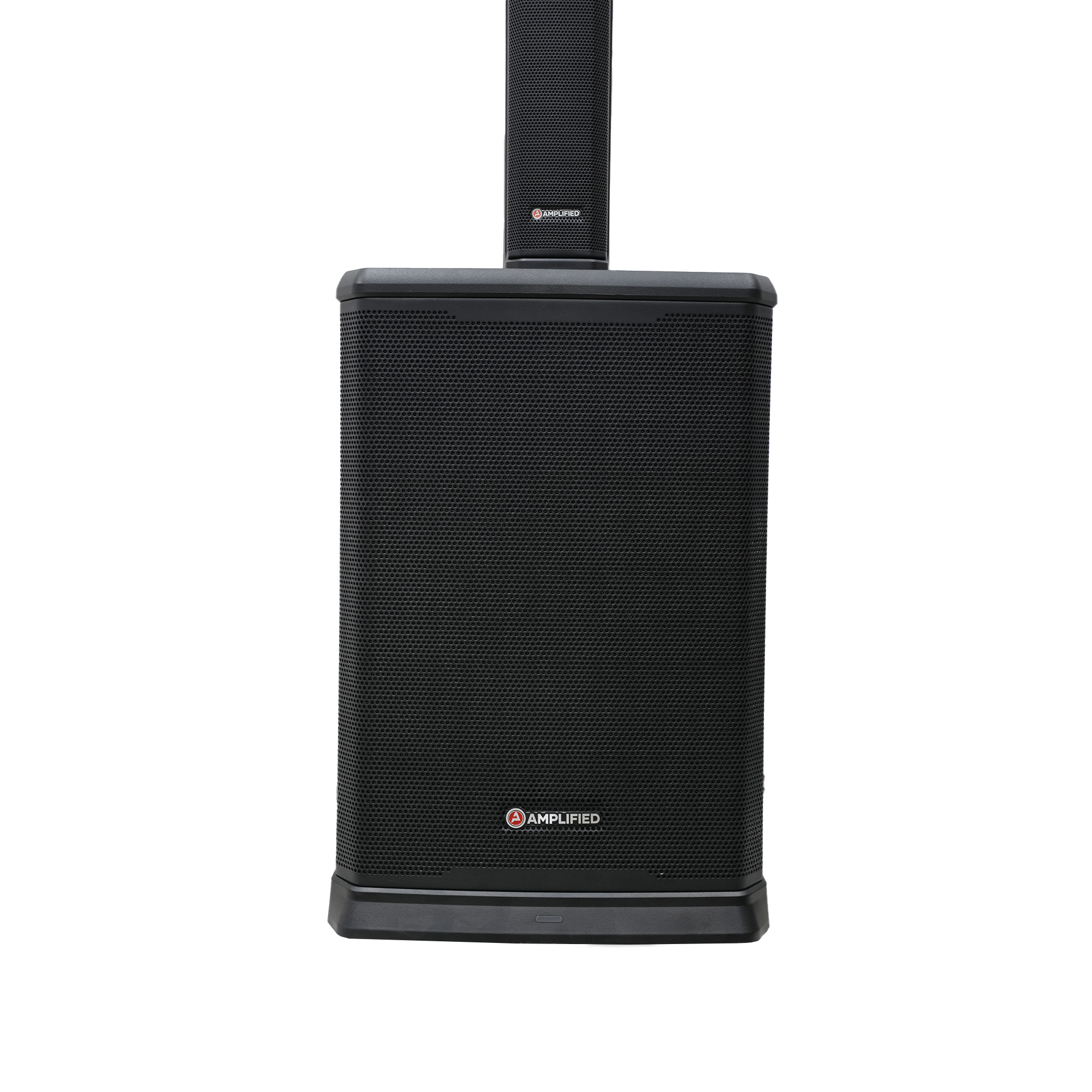 Amplified A1204BA subwoofer and column detail, front view