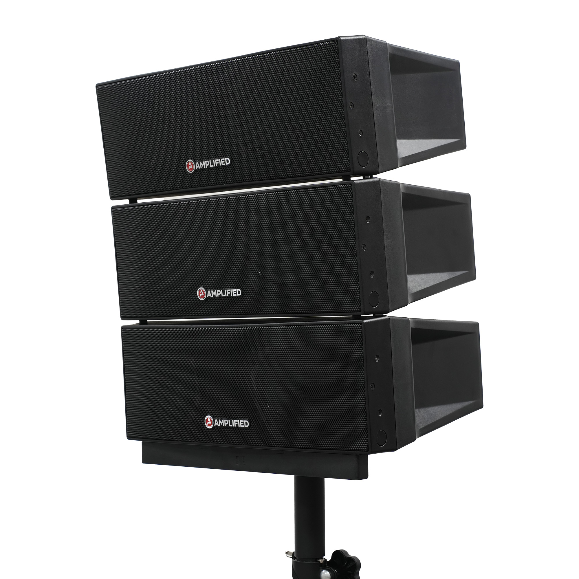 Amplified A1803DSP line array assembly, angled view