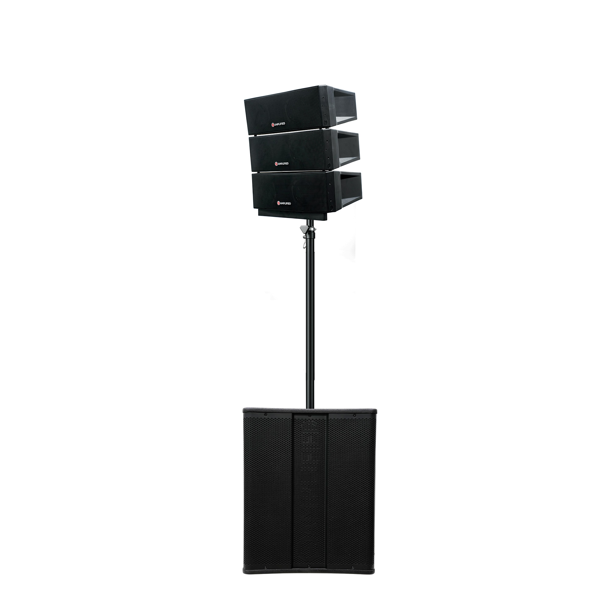 Amplified A1803DSP complete system, angled view