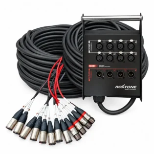ROXTONE STAGE SNAKE 8X XLR MALE TO 4X XLR FEMALE 15M