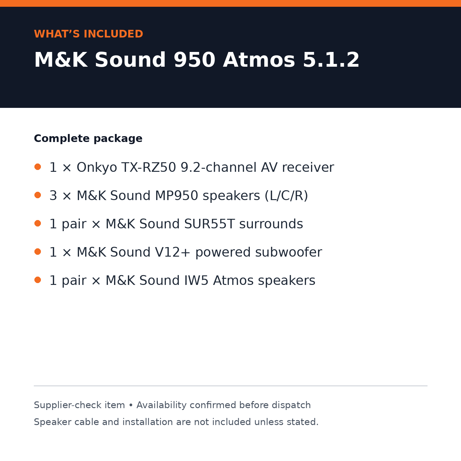 M&K Sound 950 Atmos 5.1.2 Home Cinema System with Onkyo TX-RZ50 - Image 3